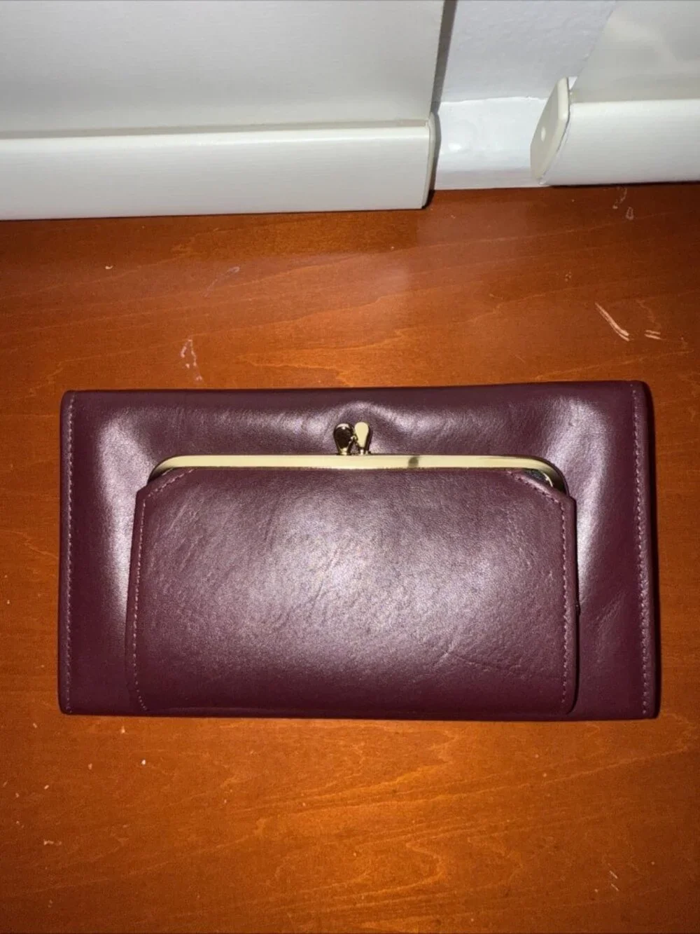 Vintage Amity Brown burgundy Napa Leather Wallet CC/Photo Holders, Change Purse.
